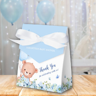 Cute Teddy Bear Blue Ballons Boys Baby Shower Favor Box