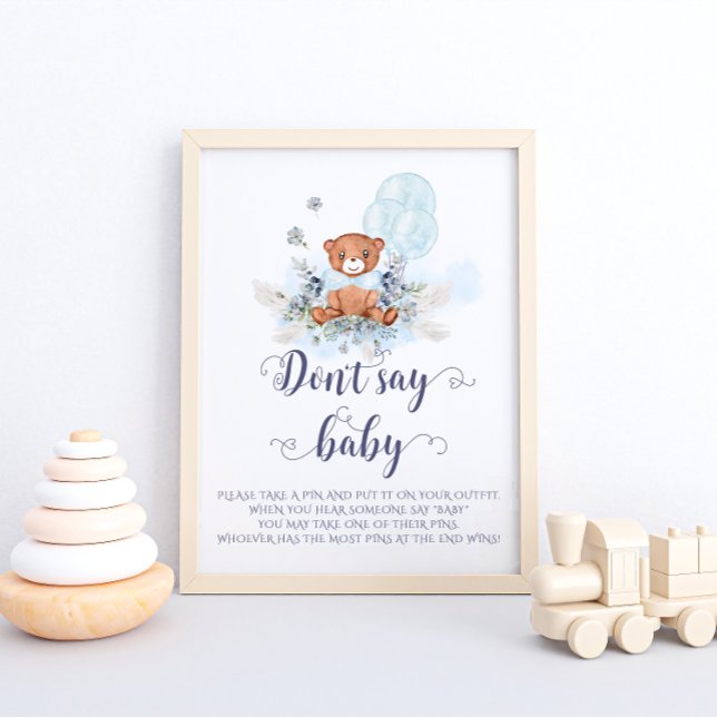 Cute Teddy Bear Blue Balloons Dont Say Baby Game Poster (Creator Uploaded)