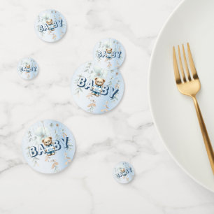 Cute Teddy Bear Blue Floral Beautiful Party Confetti