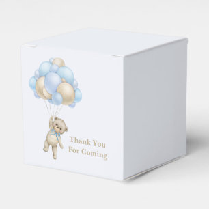 Cute Teddy Bear Blue Gold Abstract Thank You Favor Box