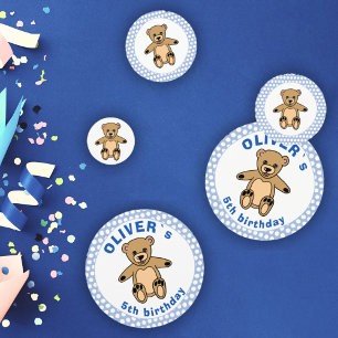 Cute Teddy Bear Blue Polka Dot Birthday Party Confetti