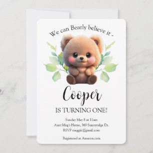 Cute teddy bear boho 1st birthday
