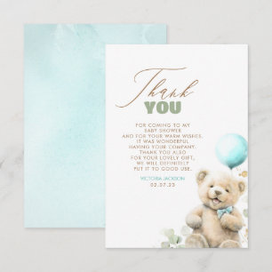 Cute Teddy Bear Boy Baby Shower Thank You Card