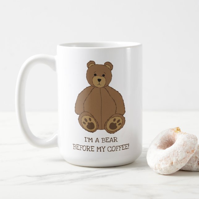 Cute Teddy Bear Café Mug (Avec donut)