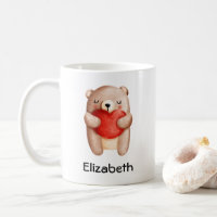 Cute Teddy Bear Carrying a Red Heart