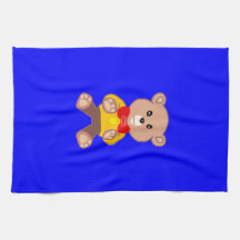 Cute Teddy Bear Cartoon Character on Blue 