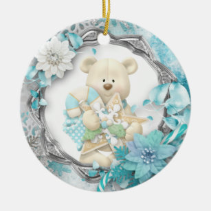 Cute Teddy Bear Ceramic Ornament