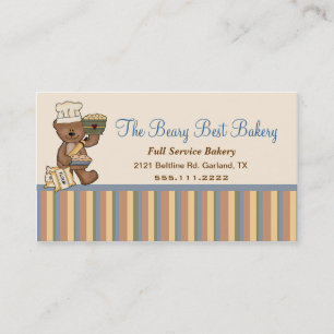 Cute Teddy Bear Chef Bakery Business Card