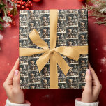 Cute Teddy Bear Christmas Drop Small Tiled Wrapping Paper<br><div class="desc">Enjoy this adorable wrapping paper for your holiday parties. This "Cute Teddy Bear Christmas" design sits near a small, decorated, snow covered Christmas tree with a gold star and baubles. He wears a plaid scarf, and in the dark black distance you can see snowflakes falling. This is a drop, small...</div>