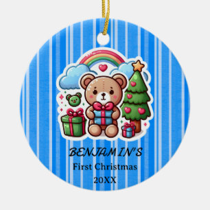 Cute Teddy Bear Christmas Personalized Ornament