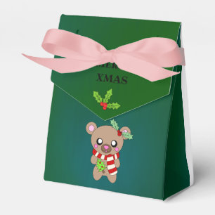 Cute Teddy Bear Christmas Tree Happy Festive Favor Box
