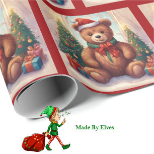 Cute Teddy Bear Christmas Tree Roll of Wrapping Paper