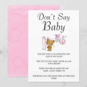 Cute Teddy Bear Clothes Line Don’t Say Baby Cards