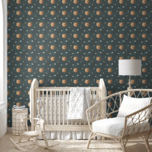 Cute Teddy Bear Clouds Davy Grey Dreamy Nursery  Wallpaper