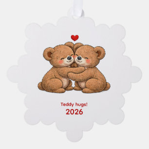 Cute Teddy Bear Couple in Love  Ornament Card
