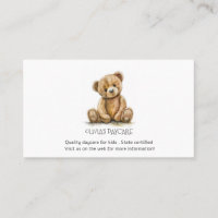 Cute Teddy Bear Cub Carte de visite de garde d'enf