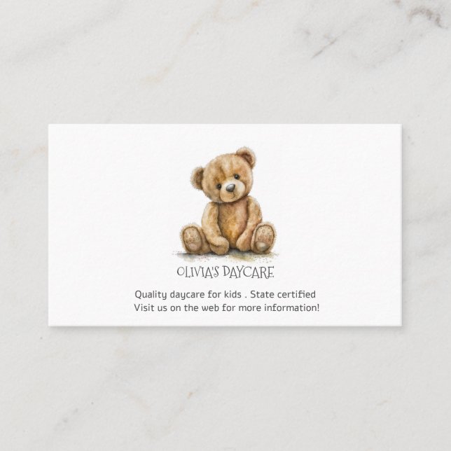 Cute Teddy Bear Cub Carte de visite de garde d'enf (Devant)