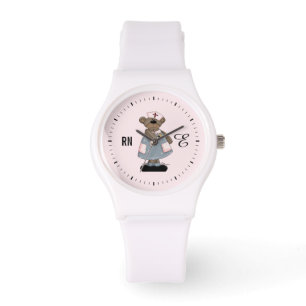 Cute Teddy Bear Custom Monogram Watch for Nurse