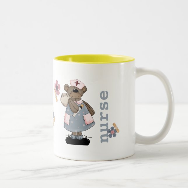 Cute Teddy Bear Custom Name Mug for Nurse (Right)