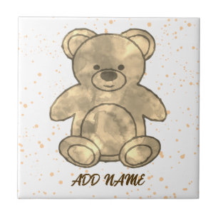 Cute Teddy Bear Custom Text Tile