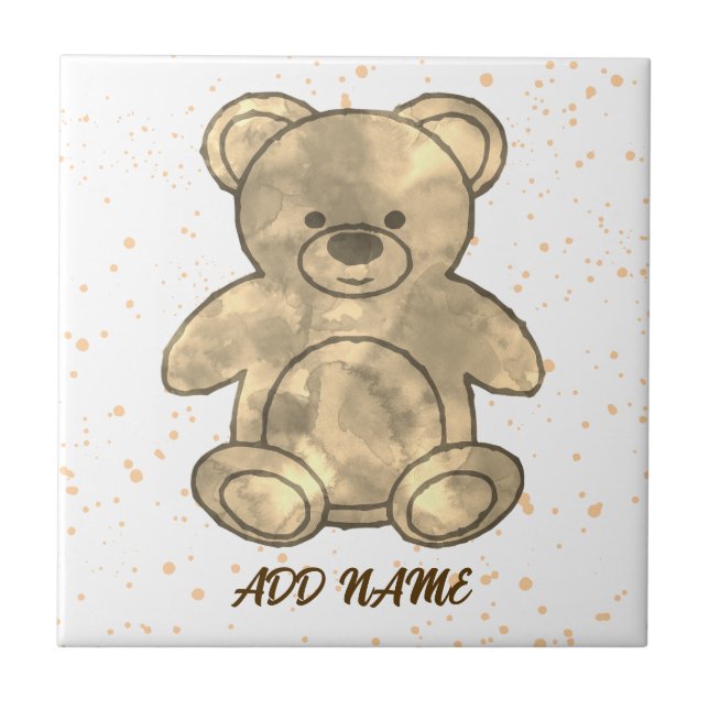Cute Teddy Bear Custom Text Tile (Front)