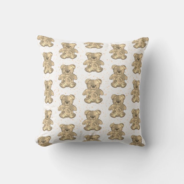 Cute Teddy Bear Custom Throw Pillow (Front)