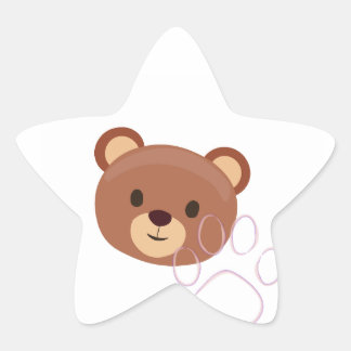 Cute Teddy Bear Design On  Star Sticker