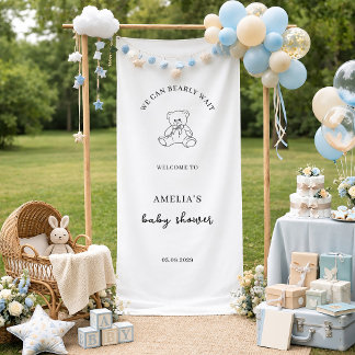 Cute Teddy Bear Funny Saying Baby Shower Welcome Banner