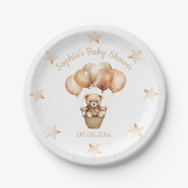 Cute Teddy Bear Gender Neutral Paper Plate (Front)