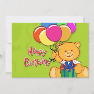 cute teddy bear happy birthday card