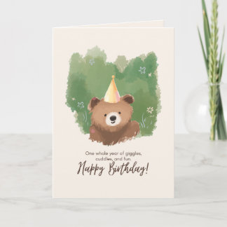 Cute Teddy Bear Happy Birthday Card