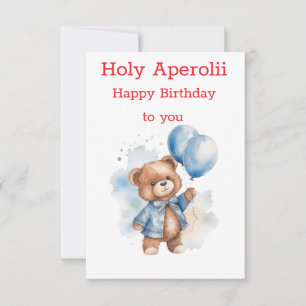 cute teddy bear happy birthday card for kids