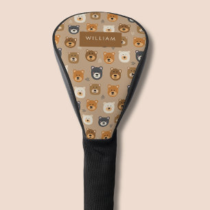 Cute teddy bear head pattern golf head cover