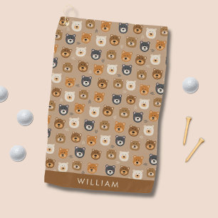 Cute teddy bear head pattern golf towel