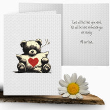 Cute Teddy Bear Heart Self Care Sympathy