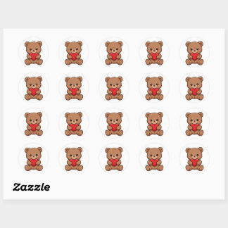 Cute Teddy Bear Holding a Red Heart Sticker - Ado