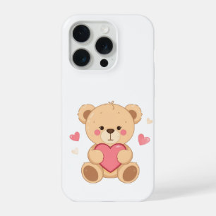 Cute Teddy Bear Holding Heart – Valentine Love Ill iPhone 15 Pro Case