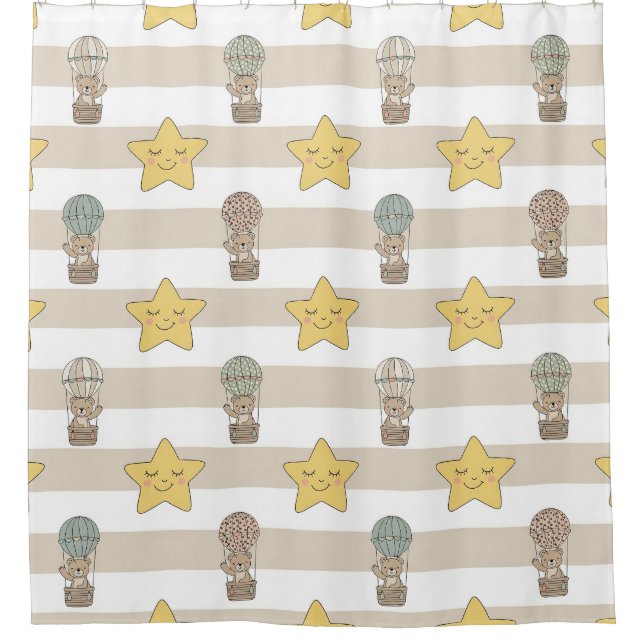 Cute Teddy Bear Hot Air Balloon Neutral Pattern 1 (Front)