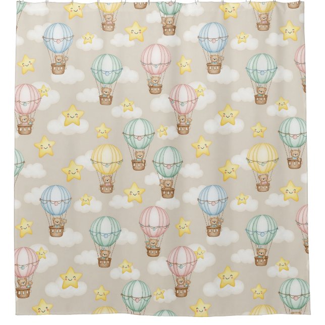 Cute Teddy Bear Hot Air Balloon Neutral Pattern 2 (Front)