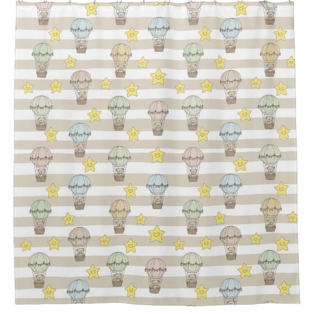 Cute Teddy Bear Hot Air Balloon Neutral Pattern 3 (Front)