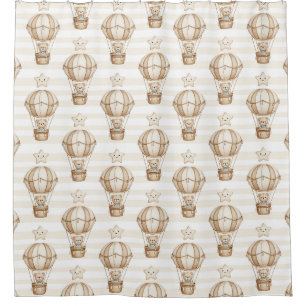 Cute Teddy Bear Hot Air Balloon Neutral Pattern 4