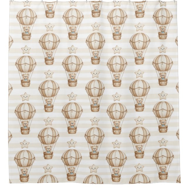 Cute Teddy Bear Hot Air Balloon Neutral Pattern 4 (Front)