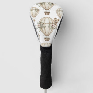 Cute Teddy Bear Hot Air Balloon Neutral Pattern 4 Golf Head Cover