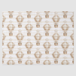Cute Teddy Bear Hot Air Balloon Neutral Pattern 4 Tissue Paper