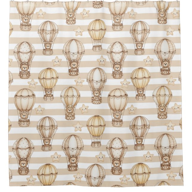 Cute Teddy Bear Hot Air Balloon Neutral Pattern 5 (Front)