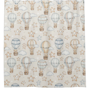 Cute Teddy Bear Hot Air Balloon Neutral Pattern 6