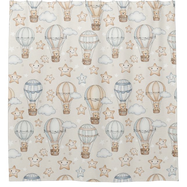 Cute Teddy Bear Hot Air Balloon Neutral Pattern 6 (Front)