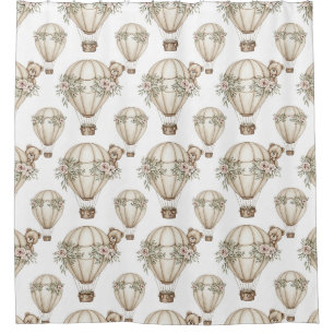 Cute Teddy Bear Hot Air Balloon Neutral Pattern 7