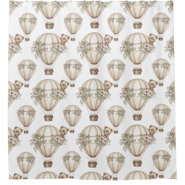 Cute Teddy Bear Hot Air Balloon Neutral Pattern 7 (Front)