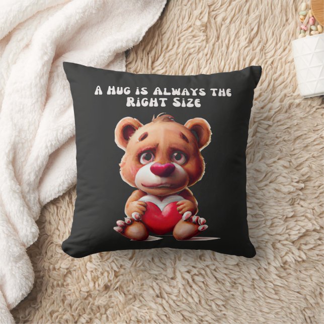 Cute Teddy Bear Hug    Throw Pillow (Blanket)